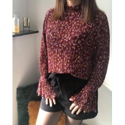 Chemisier Bordeau Plissée